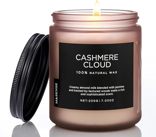 M&SENSE Creamy Almond Milk Scented Candles, Organic Natural Soy Wax Clean Non Toixc 7.05oz 50 Hour Slow Burning Candle for Bedroom Kitchen Home Decor, Housewarming Gifts for Women Men - Bloomnest