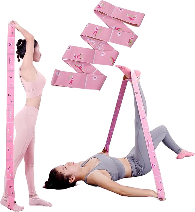 2 PCS Stretch Bands For Kids and Adults – Yoga Straps for Stretching with Multi- Loop – Workout Guide – Video For Exercise, Elastic Stretch Strap Pilates, Yoga, Dance, Gymnastics, Dance, Ballets Bands - Bloomnest
