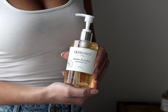 Passion Fruit Glaze Massage Oil, 8.5 oz | Tropical Maracuja Body Oil with Coconut & Sweet Almond Oils | Non-Sticky, Lightweight, Moisturizing Massage Oil & Gift