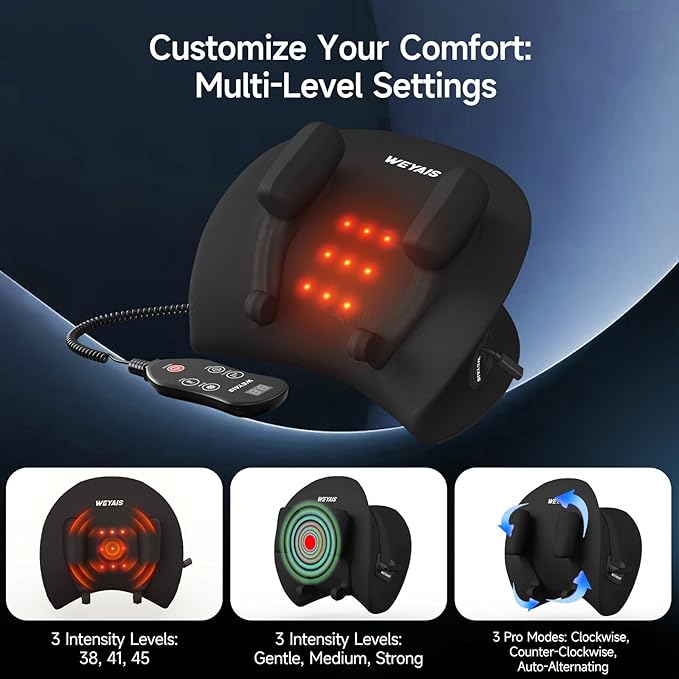 Neck Massager Pillow, Neck and Shoulder Relaxer with Heat, 3 Modes and Strengths, Neck Massager for Pain Relief Deep Tissue, Remote Control, Black - Bloomnest