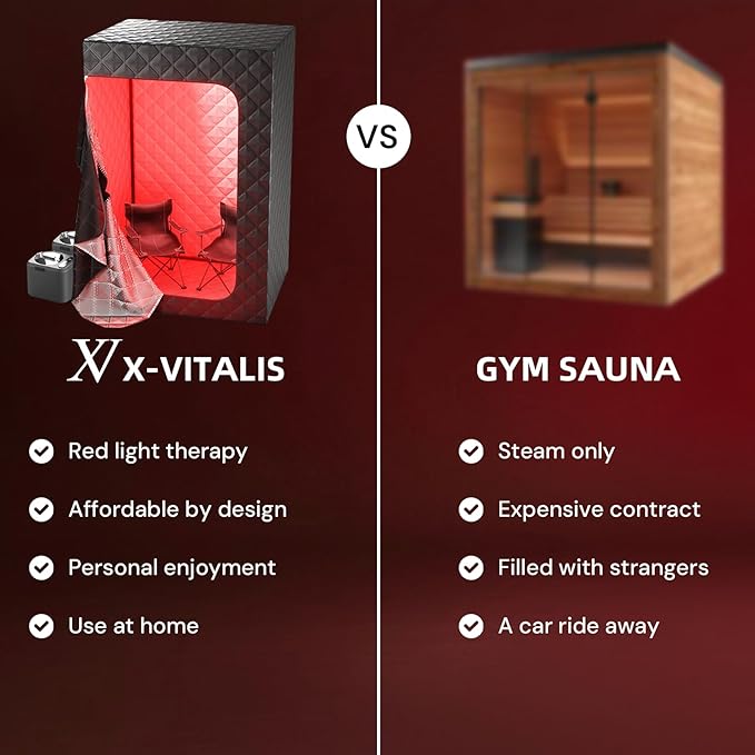 2 Person Portable Steam Sauna for Home with Two Red Light Therapy Panels Full Body Home Spa (Black) Bloomnest