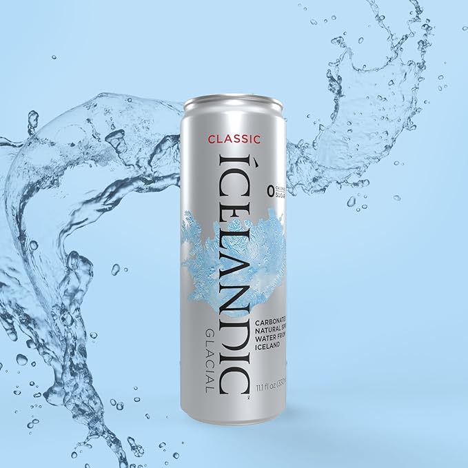 Icelandic Glacial Sparkling Water, Unflavored, 330 ml / 11.1 Fl Oz Cans (Pack of 10) - Bloomnest