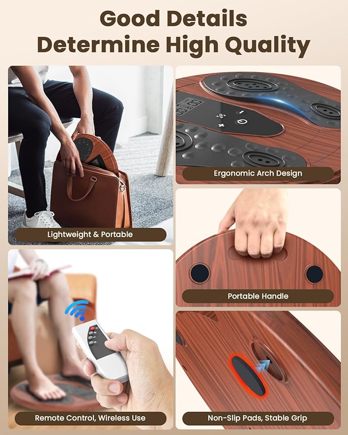 EMS Foot Massager for Neuropathy, Newly Red Light Therapy Foot Stimulator for Neuropathy Feet Nerve Electric NMES Feet Massager for Circulation and Pain Relief with 4 TENS Unit Muscle Stimulator Pads