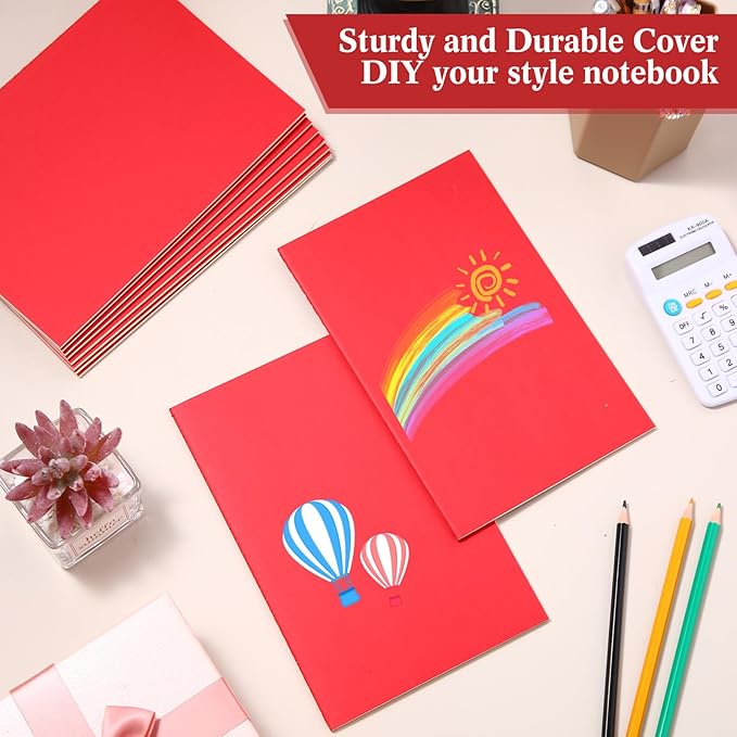 Mimorou 100 Pcs Journals Notebooks Bulk - Kraft Softcover A5 Small Notebooks 5.5 Inch x 8.3 Inch Notepads with 60 Page 30 Sheet for Writing Sketch Travel Office Supplies(Red,Lined) - Bloomnest