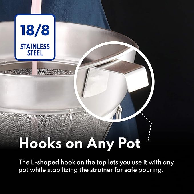 New Star Foodservice 38071 Stainless Steel Reinforced Bouillon Strainer, 8-Inch - Bloomnest