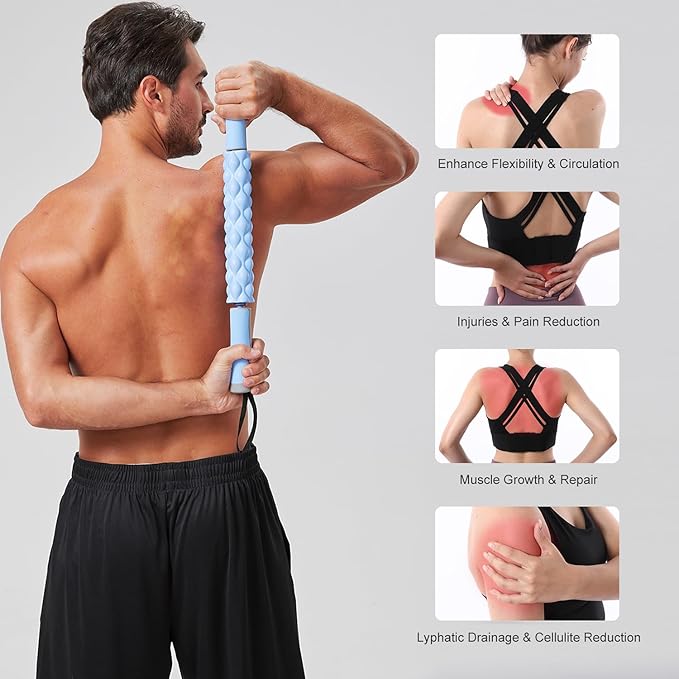 Muscle Roller,EVA Material, Massage Roller Stick for Athletes and Office Workers, Relieves Muscle Tension and Pain(EVA Blue) - Bloomnest