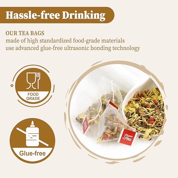 FullChea - Chrysanthemum Cassia Seed Tea, 30 Teabags, 5g/bag - Burdock Root, Goji Berries, Osmanthus, Honeysuckle Combination Herbal Tea - Bloomnest