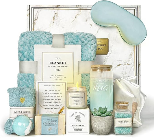 Get Well Soon Gift Baskets For Women,12PC Get Well Gifts for Women After Surgery,Birthday,Care Package,Grief,Sympathy Gifts,Condolences Gift Basket (cerulean) - Bloomnest