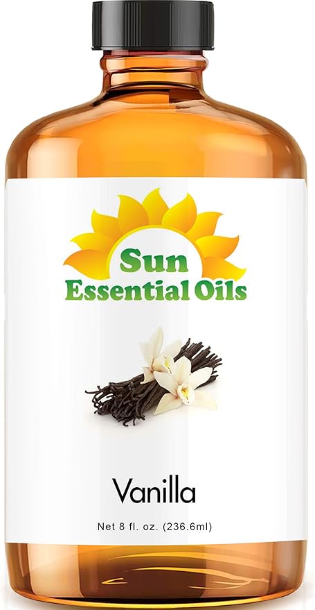 Sun Essential Oils - Vanilla Essential Oil 8 oz with Dropper for Diffuser, Skin, Hair, Humidifier & Aromatherapy Massage, Scent for Candle, Lotion & Soap Making & Room Freshener - Bloomnest