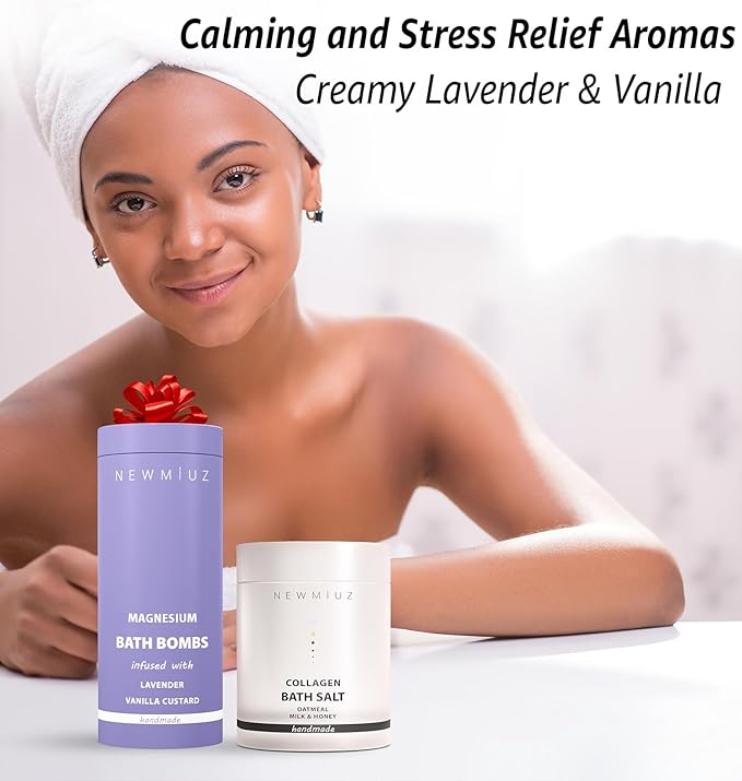 Magnesium Lavender Vanilla Luxury Fizzing Bath Bomb Sensitive Skin Formula for Relaxation Bath Moisturizing Shea Butter Stress Relief Gift for Women - Bloomnest