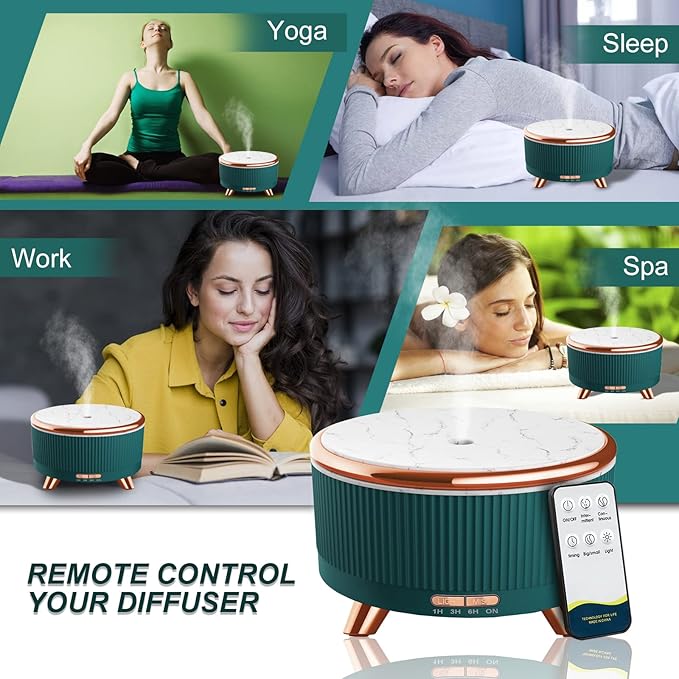Diffusers for Essential Oils Large Room, 500ml Aromatherapy Diffuser Cool Mist Humidifier with Remote Control,7 Colors Lights & 5 Mist Mode Waterless Auto Off for Women Office Home - Bloomnest