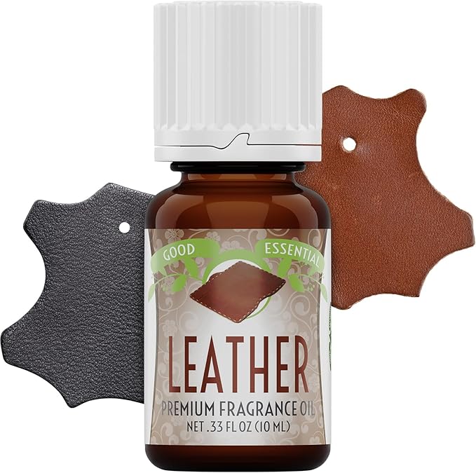 Good Essential Professional Leather Fragrance Oil, 0.33 Fluid Ounces - Leather Scent for Candle Warmers, Wax Melts, and Diffusers GoodEssential