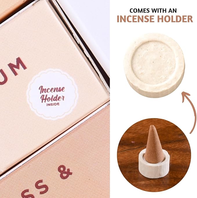 Folkulture Incense Cones Scented | Set of 6 (120 Cones) with Incense Cones Holder | Lavender Incense, Palo Santo, Sandalwood Inscents for Gifts for Her | Incense Cone Variety Pack