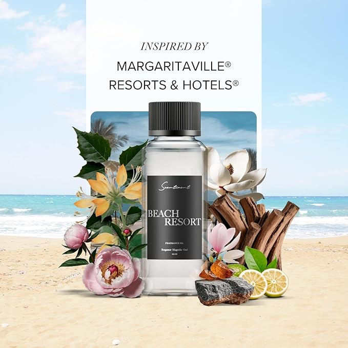 Scentiment Diffuser Oil - Beach Resort | Aromatherapy Fragrance Inspired by 5-Star Hotels | Luxurious Scent with Notes of Bergamot, Ocean, Peony with Amber & Sandalwood (500 mL) Scentiment