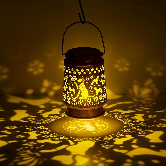 Styleonme Dog Lover Solar Light, Mother's Day Lantern Gift for Mom Grandma Women Sister, Hanging Image Dogs Lanterns, Yard Corridor Garden Decor, Thanksgiving Day, Birthday Gifts - Bloomnest