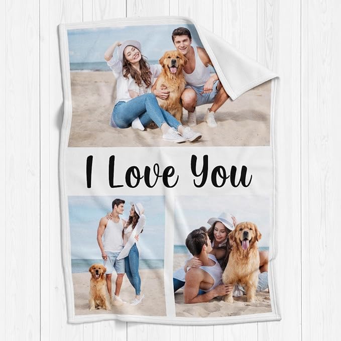 Personalized Photo Blankets, Customized Blankets with Pictures, Fleece Throw Blanket, 30x40 inches, Lightweight, Durable, Machine Wash, Unisex, Christmas Theme - Bloomnest