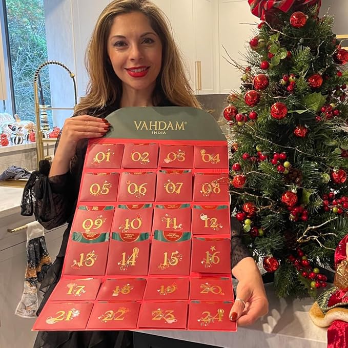 Limited Edition - Advent Calendar 2025 Folding Gift Box | 24 Unique Loose Leaf Teas - Holiday Gift Pack | Christmas Advent Calendar 2025 for Adults, Advent Calendar 2025 Adult Women and Men | VAHDAM - Bloomnest