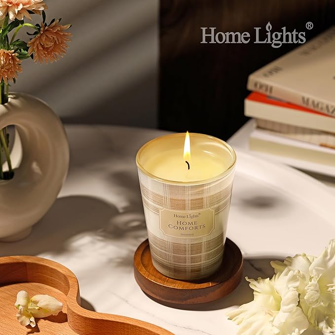 HomeLights Home Comforts Scented Candles | 6.7oz Soy Candles Rustic Modern Large Candle Jars | Ideal Candle Gifts for Events, Home Decor Stress, Relief & Relaxation - Bloomnest
