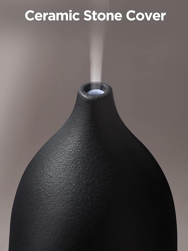 InnoGear Oil Diffuser, 150ML Ceramic Diffuser for Essential Oils Handcrafted Aromatherapy Diffuser Ultrasonic Cool Mist Humidifier with 2 Mist Modes Waterless Auto Off for Room Office, Black - Bloomnest