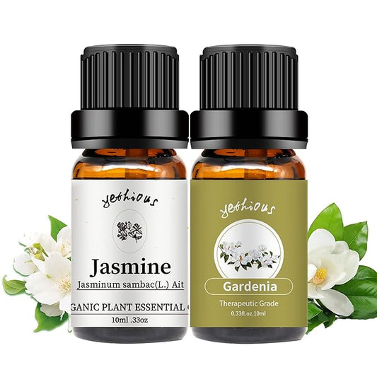 yethious Jasmine Gardenia Essential Oil Set 100% Pure Gardenia Fragance Oil Jasmine Aromatherapy Oils for Diffuser - 2 Pack 10ML - Bloomnest
