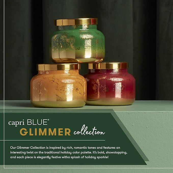 Capri Blue Glimmer Jar Candles - Luxury Holiday Scented Candles for Home - Long Lasting Soy Wax Blend - Scented Holiday & Home Decor - Apple Cider Social Inverted Jar (10 oz) - Bloomnest