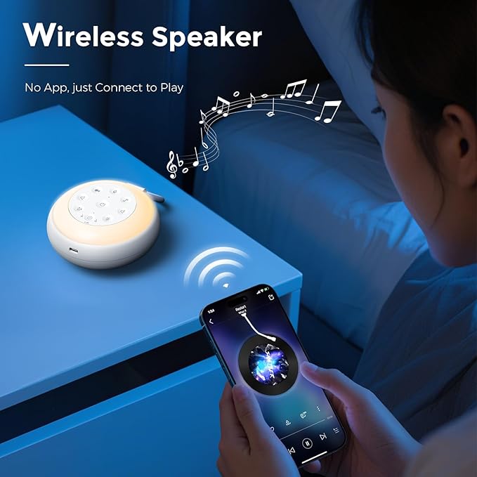Sizi Sleep Sound Machine for Baby, Portable White Noise Sound Machine with Night Light, 3min Voice Record, 24 Soothing Noise Sounds Therapy, 3 Auto-Off Timer with Memory Fuction, Baby Shower Gifts - Bloomnest