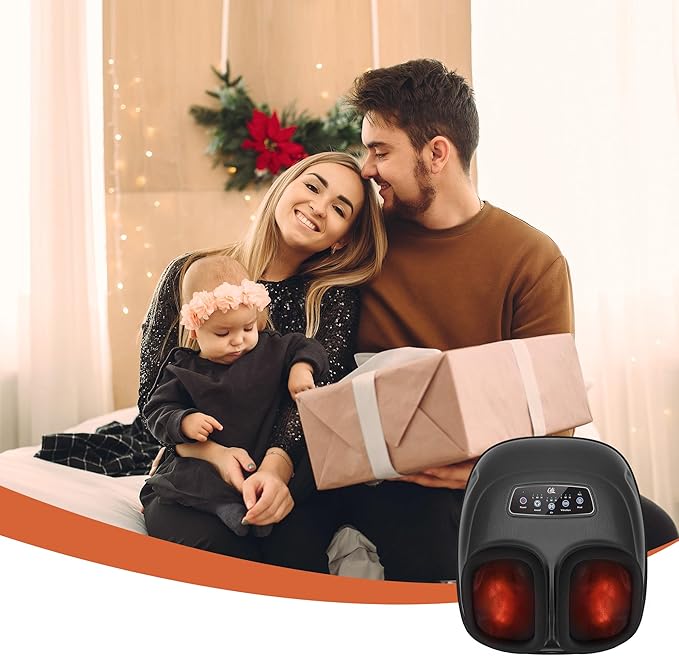 CILI Shiatsu Foot Massager Machine with Heat,Electric Heated Feet Massager for Plantar Fasciitis, 3 Kneading & 3 Compression,Up to Size 13, Gifts for Dad Men - Bloomnest