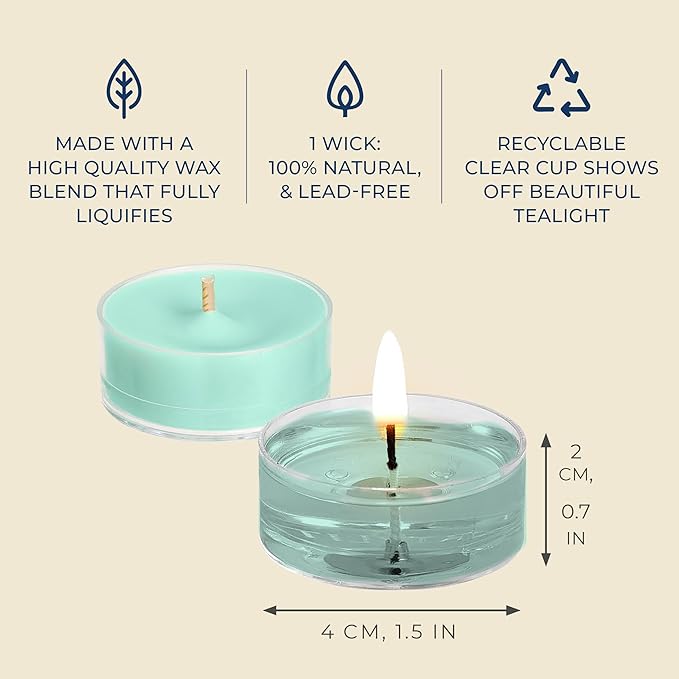 PartyLite Tea Lights Candles, Sweet Ripe Melon Scent, Gift Set of 12, Aromatherapy with up to 4 to 6 Hours Burn Time, Ideal for Home Decor, Holiday Gifting & Celebration - Bloomnest