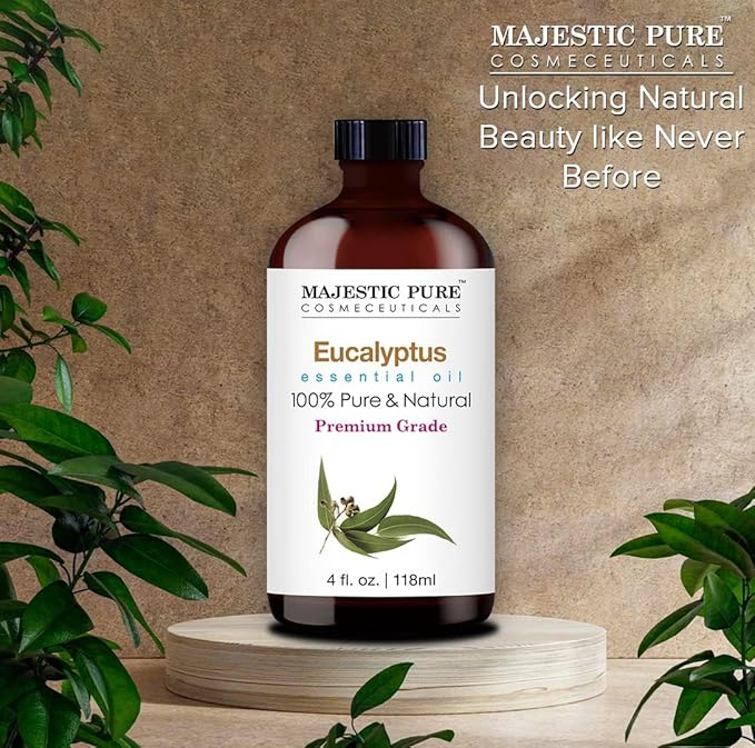 Majestic Pure Eucalyptus Essential Oil with Glass Dropper - 4 Fl Oz Pack of 2-100% Pure and Natural Eucalyptus Oil - Premium Grade Essential Oils for Diffuser, Aromatherapy, Soap and Candle Making - Bloomnest
