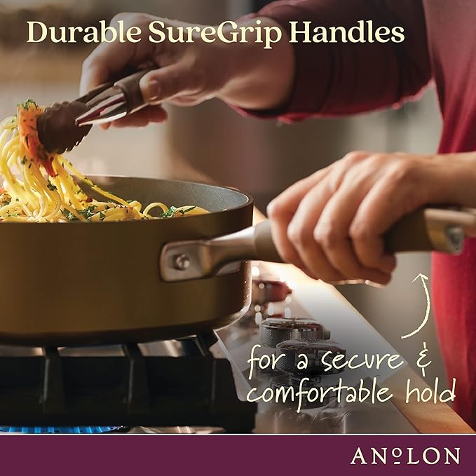 Anolon Advanced Home Hard-Anodized Nonstick Wide Stock Pot/Stockpot (7.5-Quart, Bronze) - Bloomnest