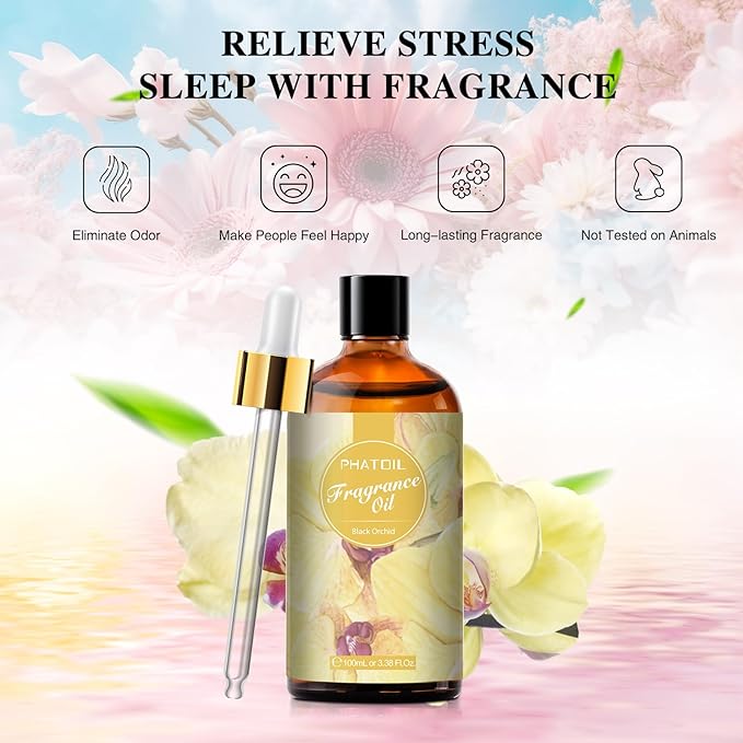 PHATOIL 3.38FL.OZ Black Orchid Fragrance Oils for Aromatherapy, Essential Oils for Diffusers for Home, Perfect for Diffuser, DIY Candle and Soap Making, DIY Scented Products - 100ml - Bloomnest