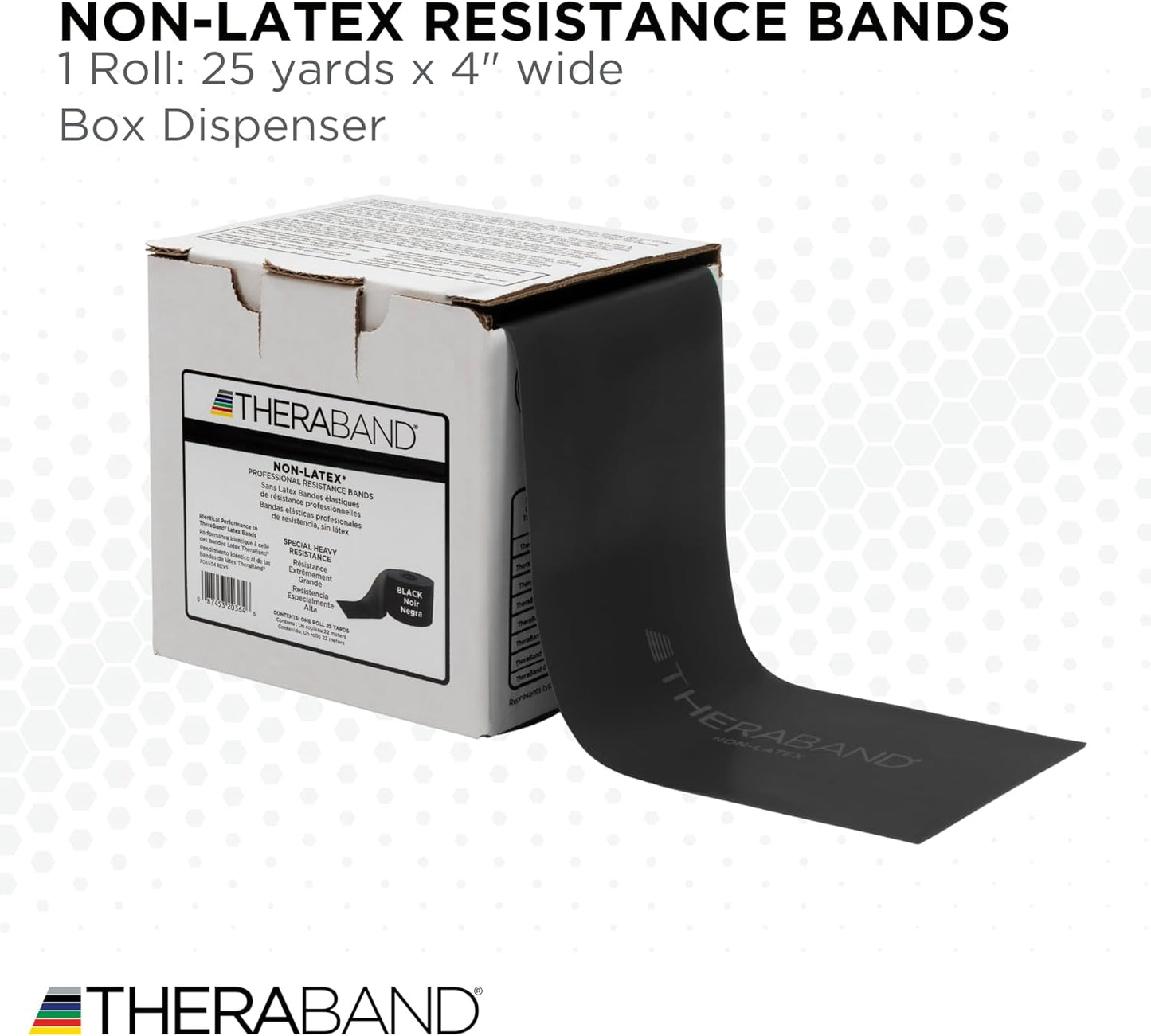 THERABAND Resistance Band 25 Yard Roll, Non-Latex Professional Elastic Stretch Bands for Upper & Lower Body Exercise Workouts, Physical Therapy, Lower Pilates, Flexibility, & Rehab, Dispenser Box