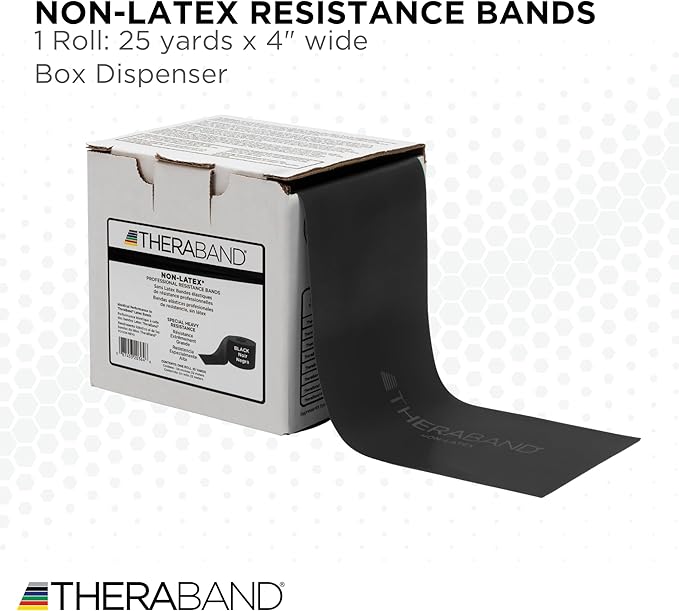 THERABAND Resistance Band 25 Yard Roll, Non-Latex Professional Elastic Stretch Bands for Upper & Lower Body Exercise Workouts, Physical Therapy, Lower Pilates, Flexibility, & Rehab, Dispenser Box - Bloomnest