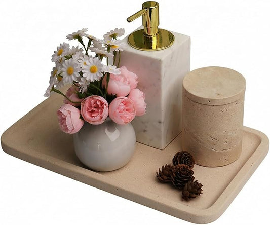 Limetsone Absorbent Vanity Tray for Bathroom Counter-12 X7 Decorative Tray for Perfume, Candles, Stone Jewelry Dish Tray - Bloomnest