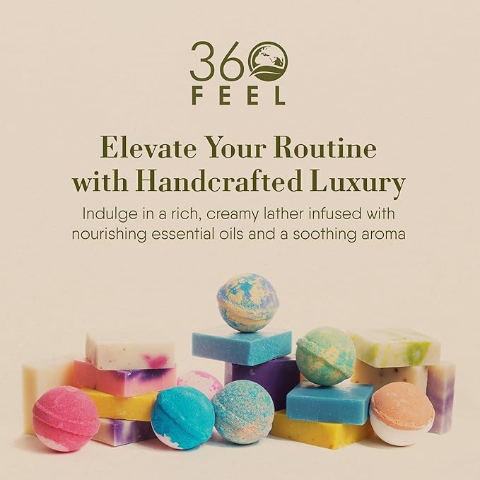 360Feel Be Mine 4 Bath Bombs Plus 4 Handmade Soap Gift Essential Oil Organic Bath Bomb gifts for Men Women - Bloomnest