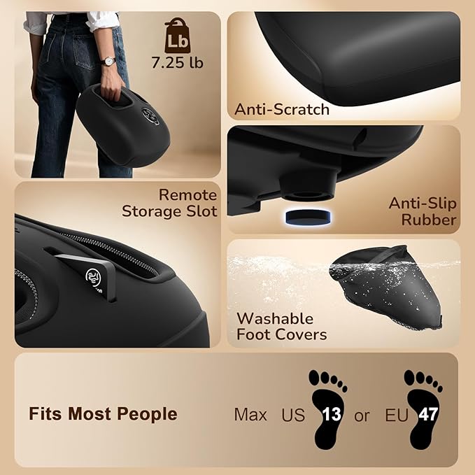 Shiatsu Foot Massager Machine with Heat : Deep Kneading Foot Massager with Vibration & Compression for Plantar Fasciitis & Neuropathy - for Women & Men,Relax for Home Office Use (Black) - Bloomnest