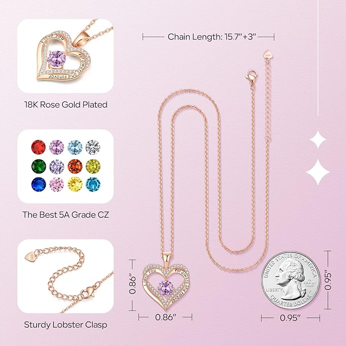 18K Rose Gold Necklaces for Women Birthday Gifts for Women Jewelry for Women Birthday Gifts for Wife Girlfriend Daughter Wife Birthday Gifts for Anniversary Mothers Day Christmas Valentines Gifts - Bloomnest