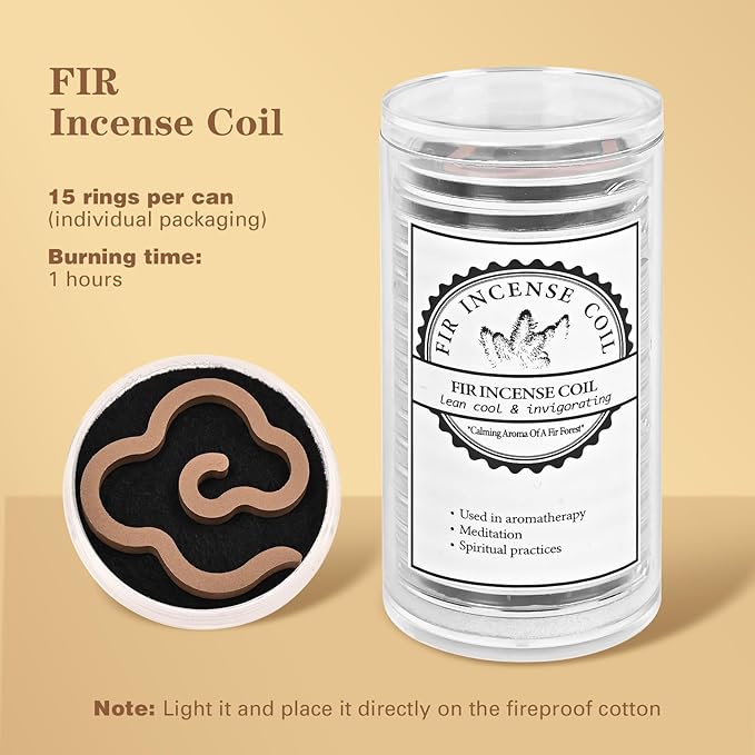 Balsam Fir Incense Coil - Calming Aroma of a Fir Forest(Contains 15 Pcs) FOUCILO