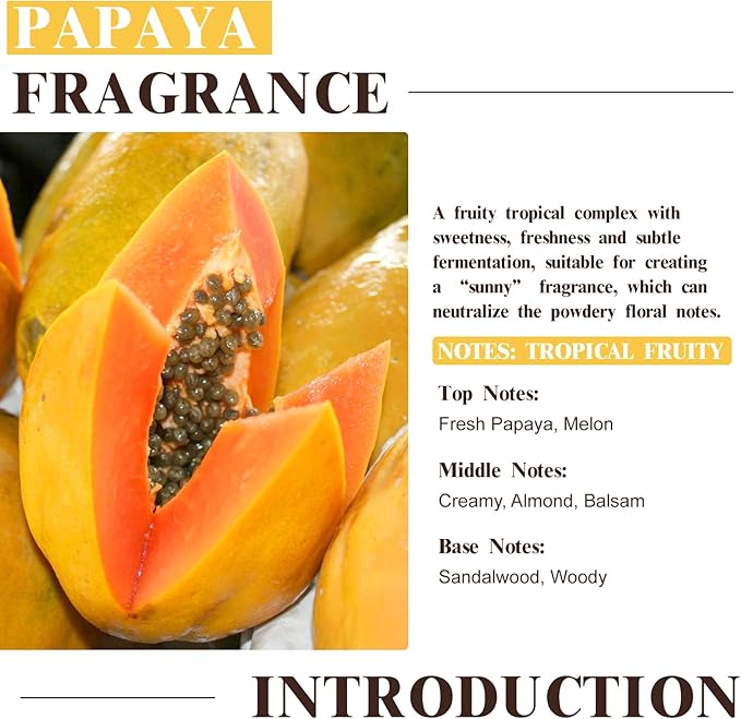 EUQEE Papaya Fragrance Oil, Premium Fragrance Essential Oil with Glass Dropper for Aromatherapy, Soap Candle Making - 2.02 Fl oz/ 60ml - Bloomnest