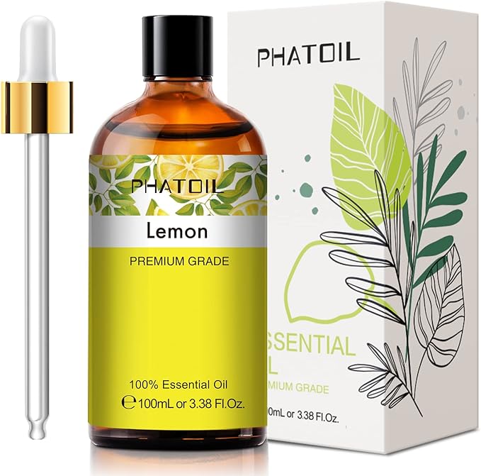 PHATOIL 3.38FL.Oz Lemon Essential Oil, for Aromatherapy Diffusers, Humidifiers, Great for DIY Candle and Soap Making, Gift for Friend - Bloomnest