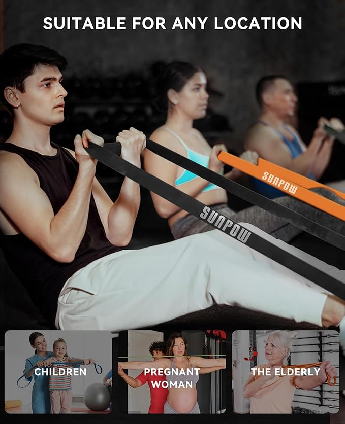 SUNPOW Pull Up Assistance Bands, Resistance Bands Set of 5 for Working Out, Pull Up Bands, Exercise Bands for Muscle Training, Stretching, Yoga, Physical Therapy for Men Women - Bloomnest