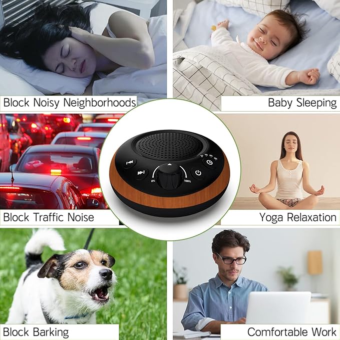 Sound Brown Noise Machine White Noise Machine Nonstop 30 Soothing Sounds Sound Therapy for Baby Kids Adults Sleep Machine 36-Level Vol Auto-Off Timer Memory Function for Home Travel Office - Bloomnest