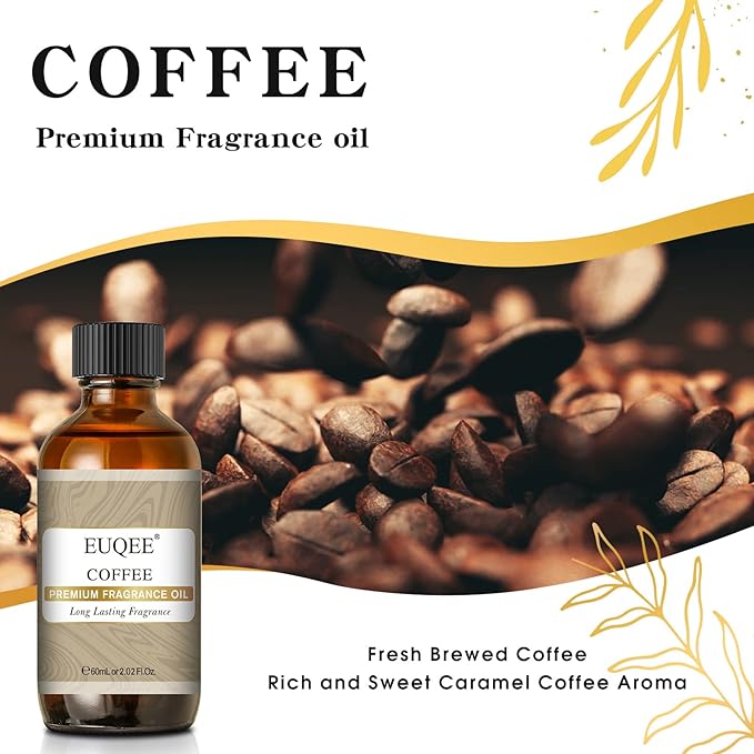 EUQEE 60ML Coffee Fragrance Oil 2.02 Fl oz Premium Fragrance Essential Oils with Glass Dropper for Diffuser, DIY Bath Bombs, Aromatherapy, Soap Candle Making - Bloomnest