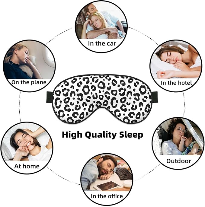 Sleep Eye Mask Black and White Leopard Sleep Mask for Women Men Comfortable Eye Mask with Adjustable Strap Soft Eye Cover Blindfold for Travel Yoga Nap Shift Work - Bloomnest