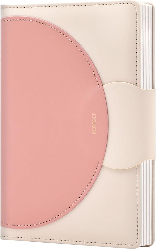 CAGIE Lined Journal for Women, 100GSM Leather Journals for Writing with Buckle Closure,A5 Hardcover Diary Journaling Notebooks for Business Work School Note Taking 5.9" x8.59 (Pink) - Bloomnest