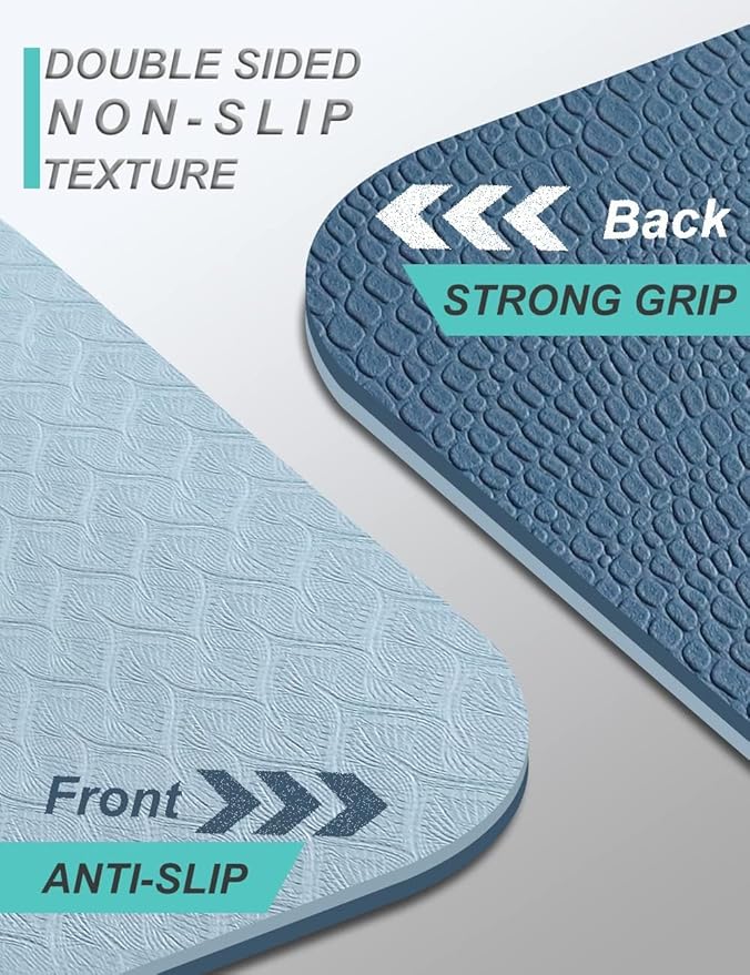 Yoga Mat Double-Sided Non Slip, 72'' x 32'' x 7mm - Extra Wide & Thick Yoga Mat for Women Men Kids, Professional TPE Yoga Mats for Home Workout, Yoga, Pilates and Floor Exercise, with Carrier Strap - Bloomnest