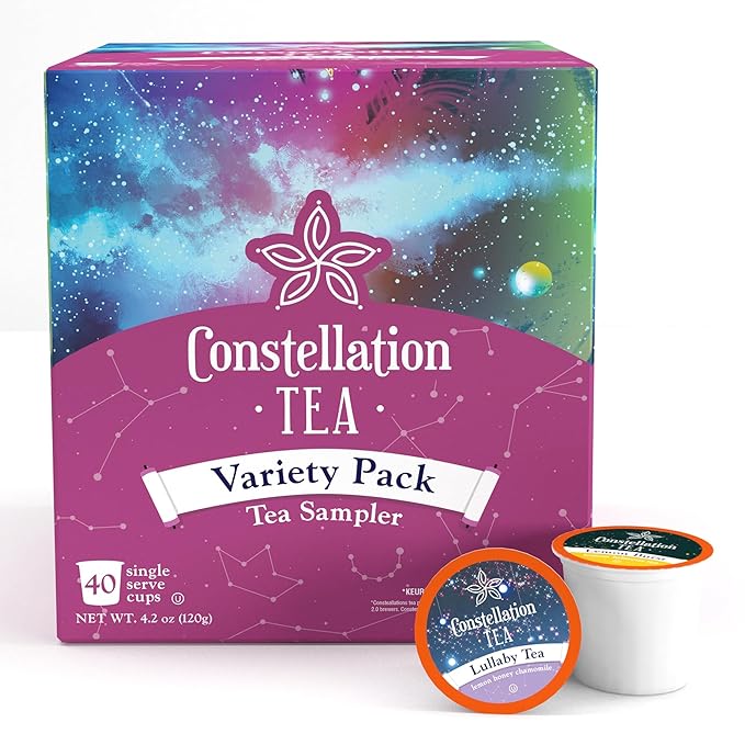 Constellation Tea Assorted Variety Pack Sampler Tea Pods Compatible with K Cup Brewers Including 2.0, 40 Count - Bloomnest