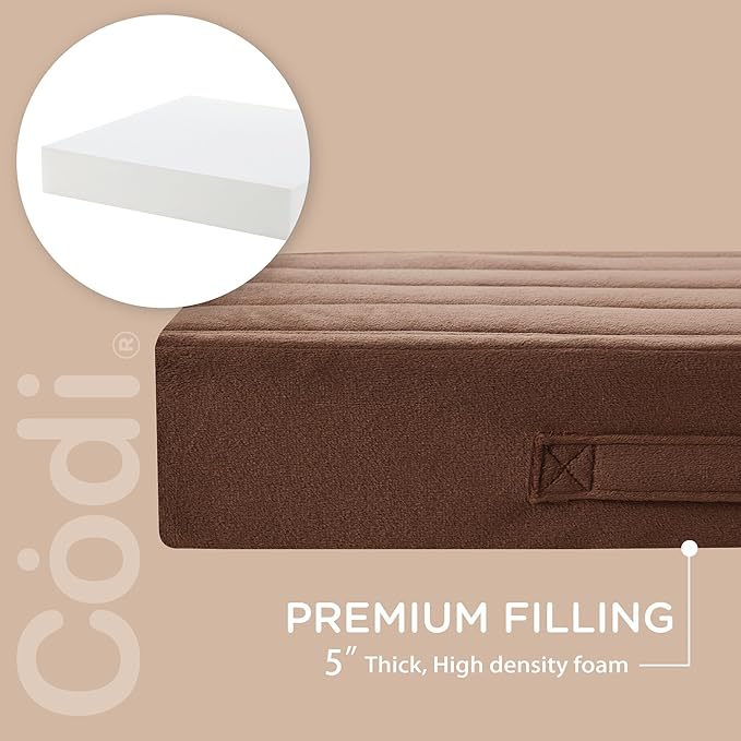 Codi Large Floor Pillow, Meditation Cushions for Adults with Thick Foam and Soft Tufted Covers, Washable Square Seating for Couch and Yoga Sitting, 22 × 22 × 5 Inch Coffee - Bloomnest
