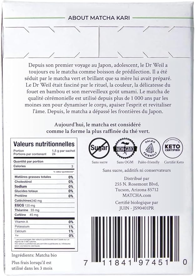 Matcha Green Tea Powder Single Serving Sticks, Dr. Weil's Ceremonial Organic Matcha Powder Singles Packets - Individual Matcha Tea Packets (12) - Bloomnest