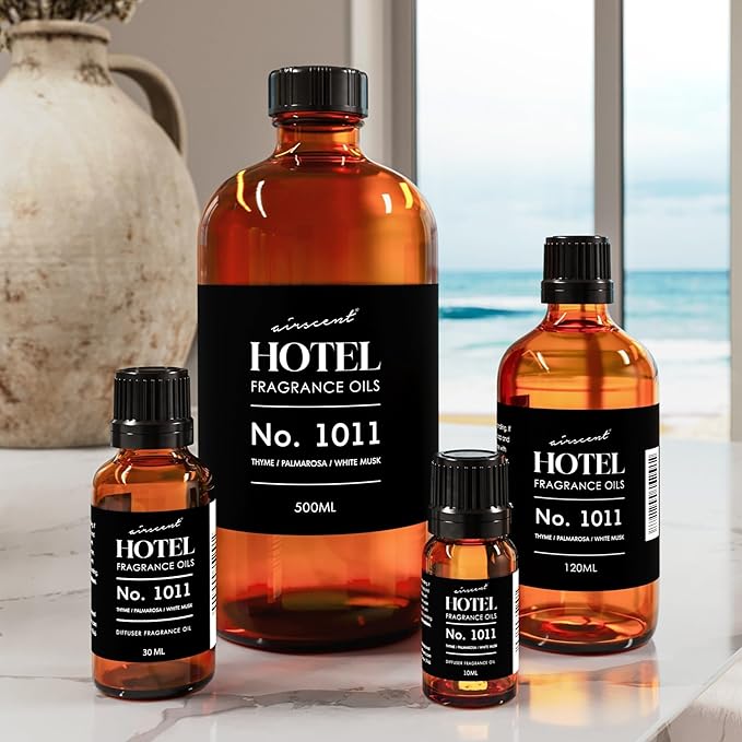 AirScent Hotel Diffuser Oil No. 1011 Inspired by The Beach Villas Hotel Scent - Premium Fragrance Oil for Ultrasonic and Waterless Diffusers and Crafting - 120 mL, 4 fl oz Dropper Bottle - Bloomnest